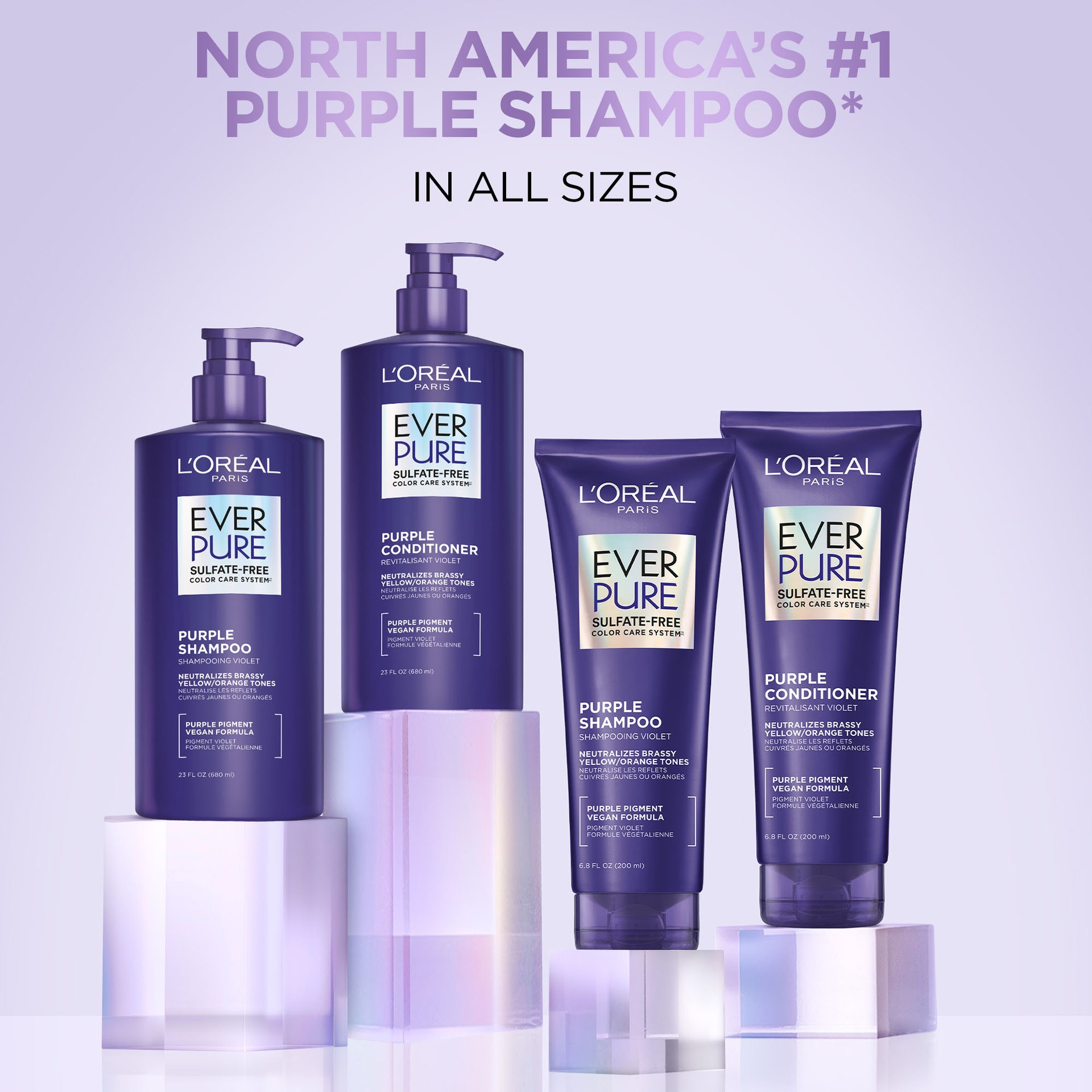 L'Oréal Paris EverPure Sulfate-Free Purple Shampoo, Full Product Range